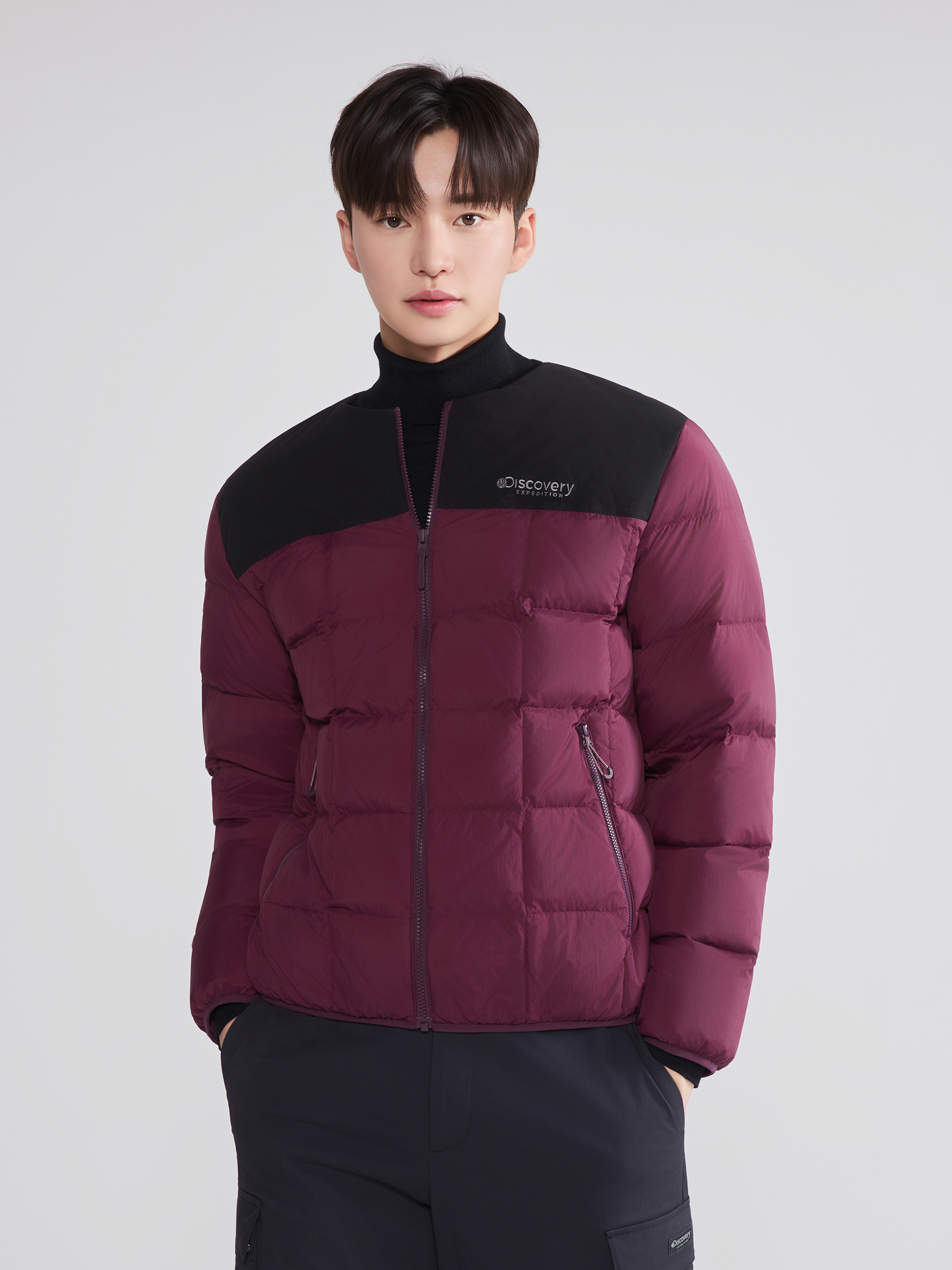 남성 사각퀼팅 다운 경량패딩