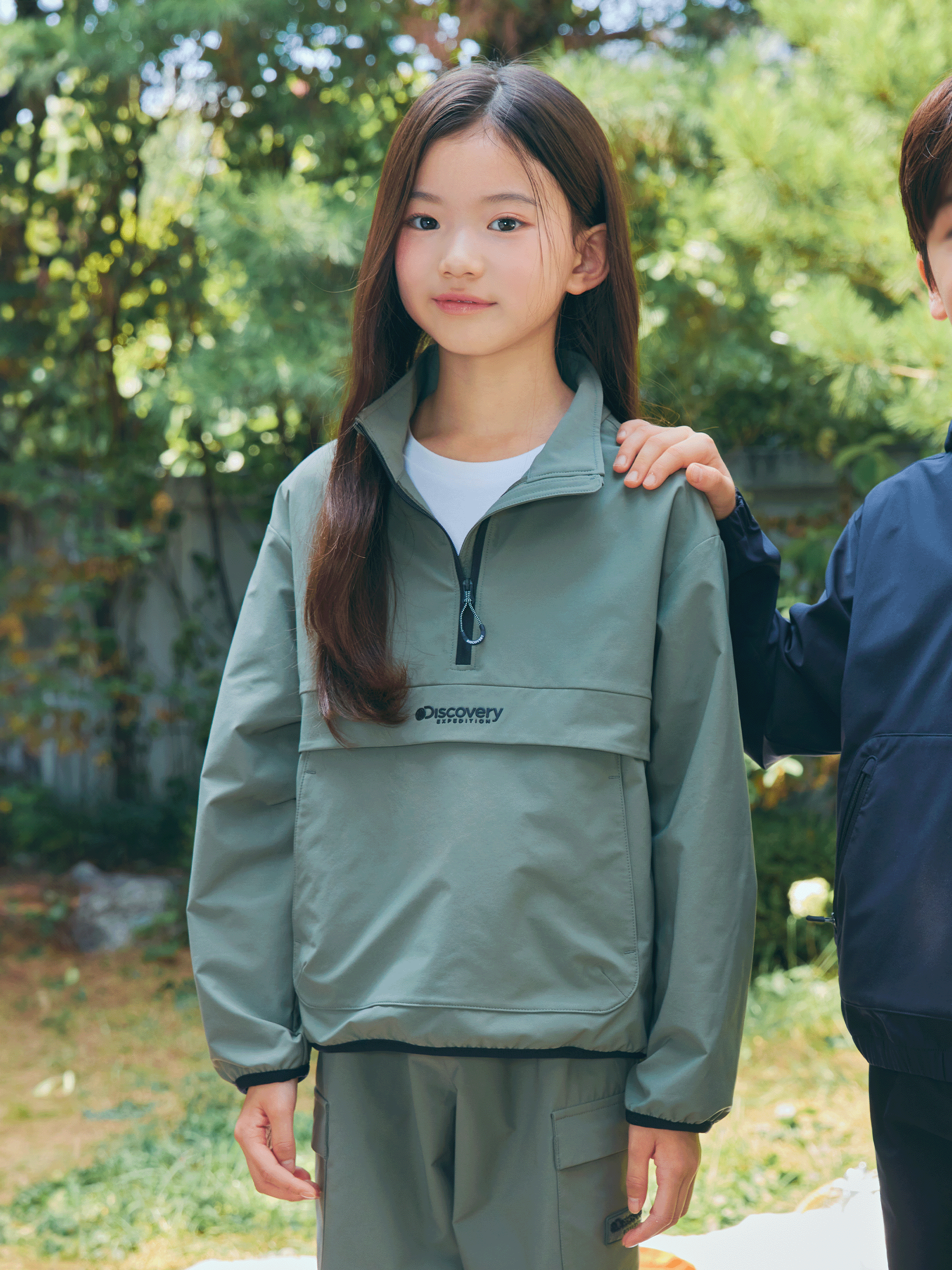 키즈 우븐 트레이닝 하이넥 아노락