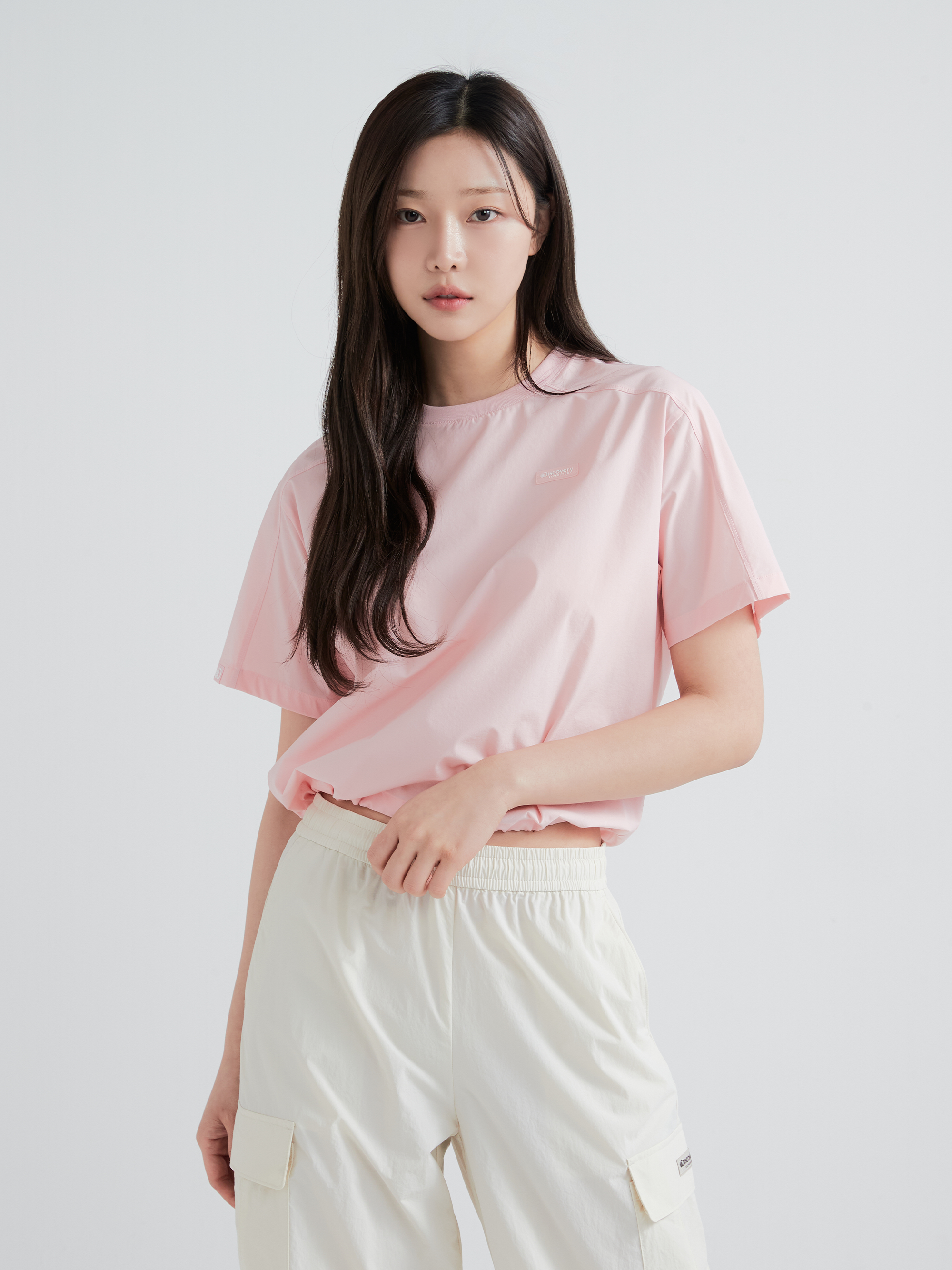 우먼스 프레시벤트 폴튼 크롭 우븐 반팔티셔츠