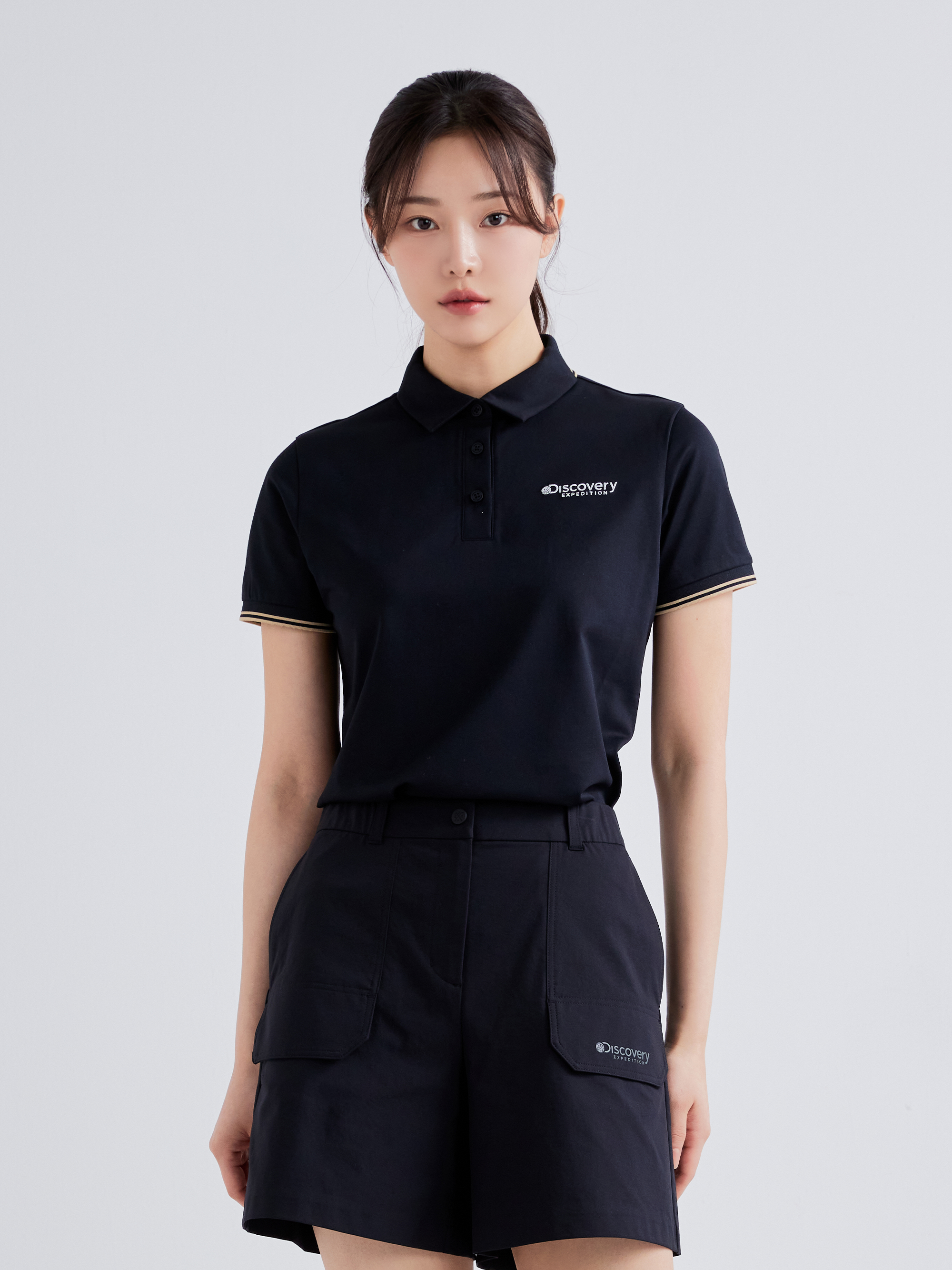 여성 컬러티핑 카라티