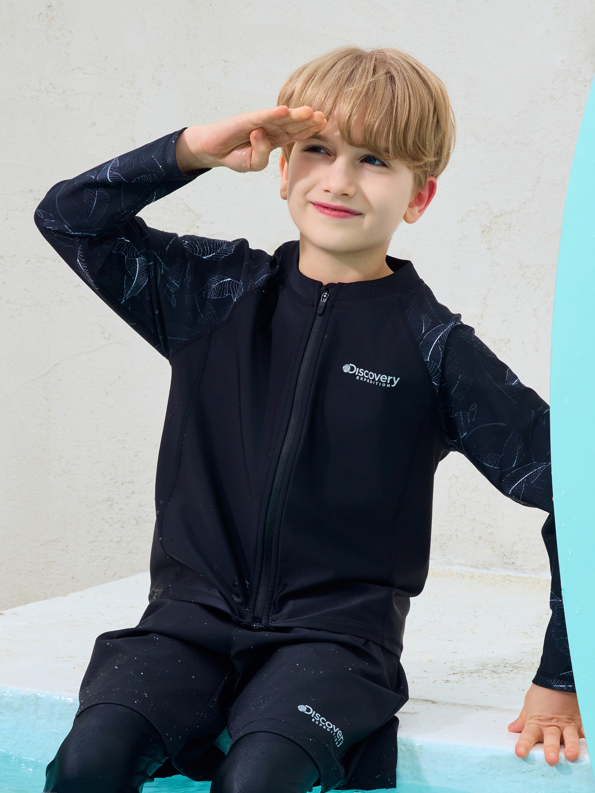 키즈 프레시벤트 소매패턴 풀집업 래쉬가드