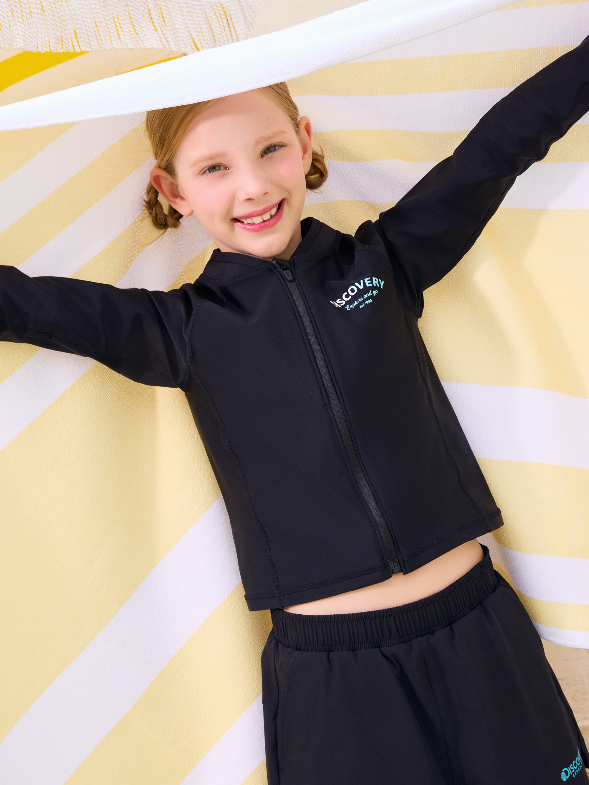 여아 프레시벤트 에센셜 풀집업 래쉬가드