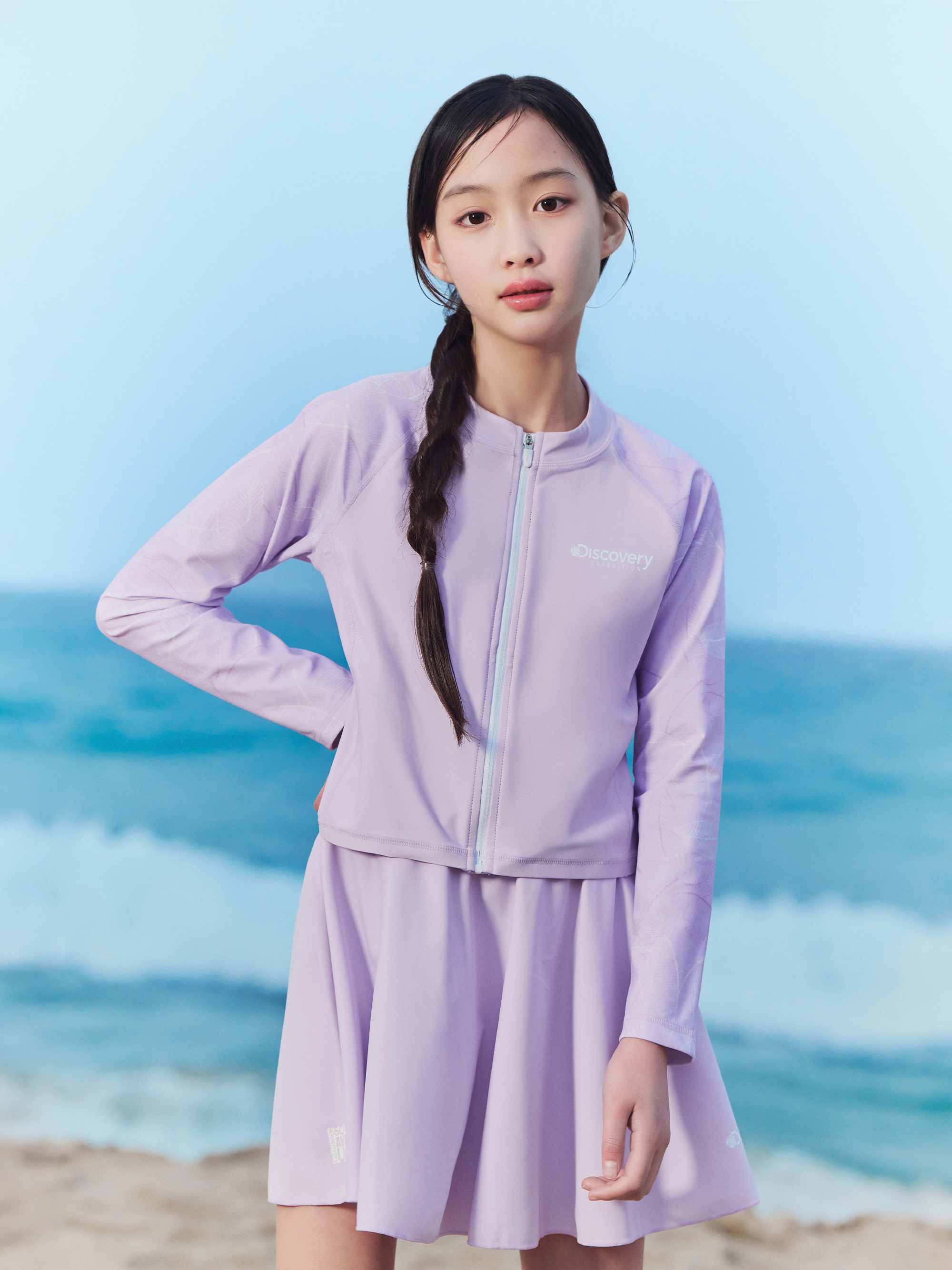 여아 프레시벤트 소매패턴 풀집업 세미크롭 래쉬가드