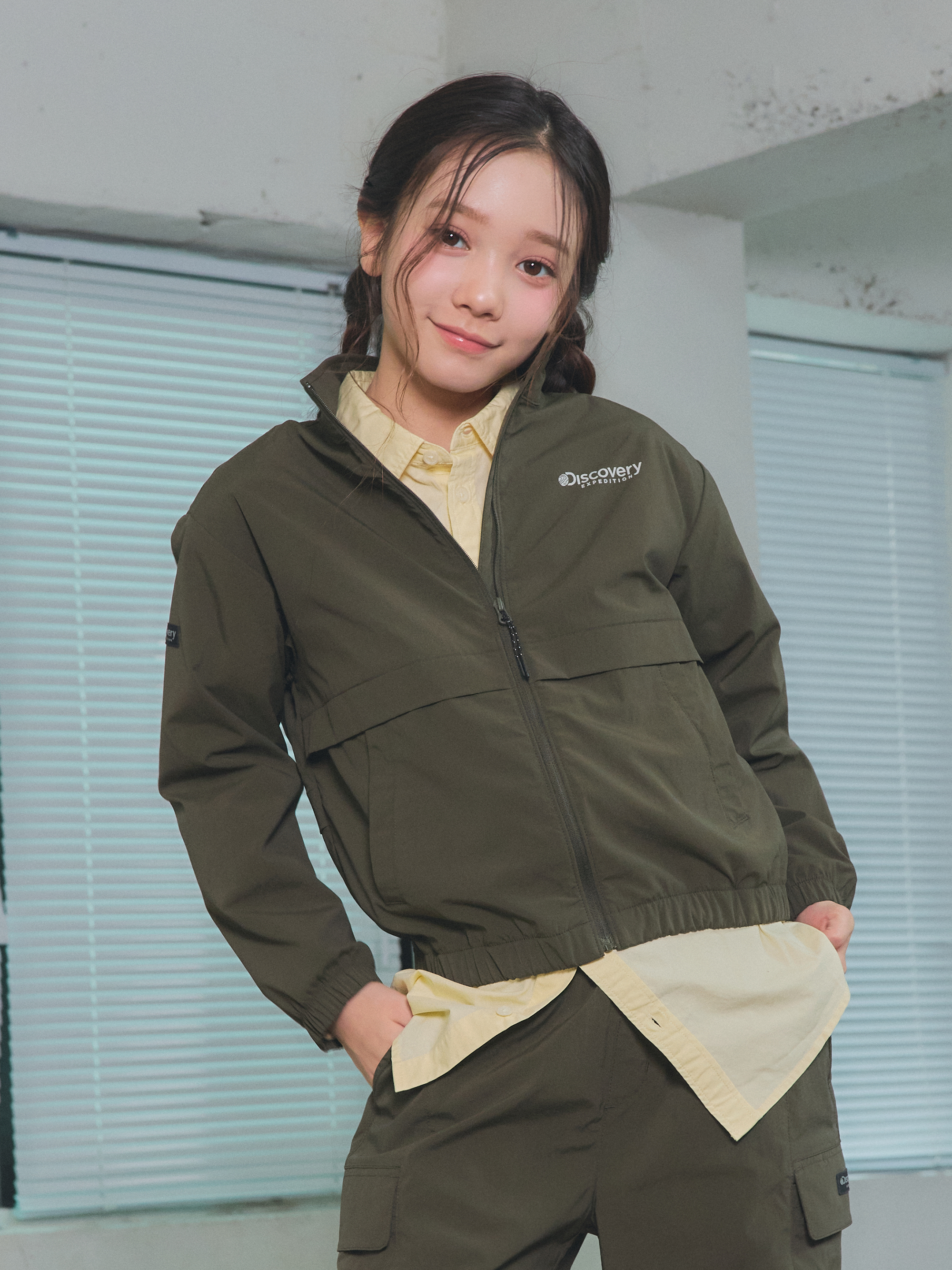 키즈 프레시벤트 우븐 트레이닝 하이넥 자켓