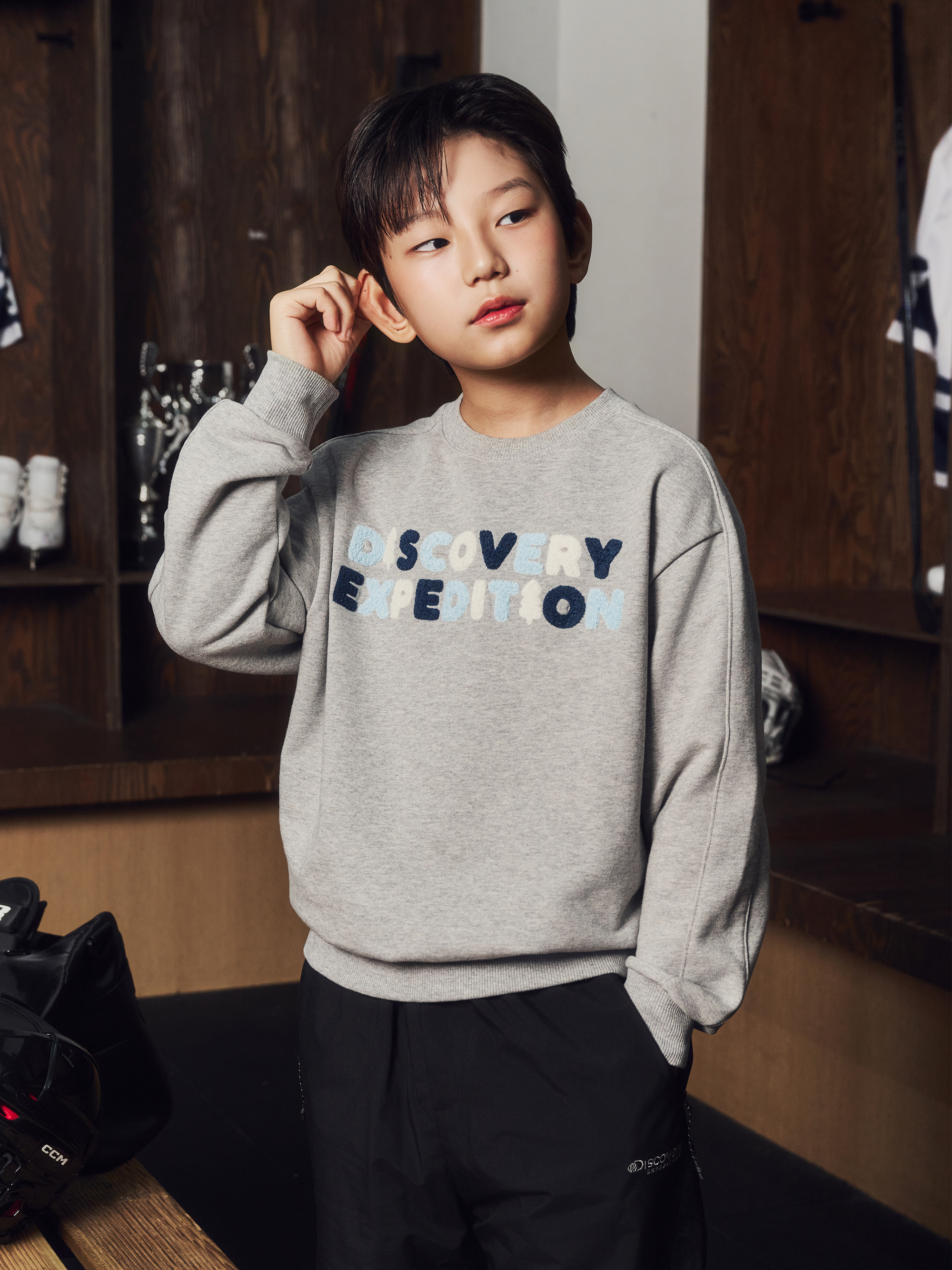 키즈 윈터 전판 그래픽 기모 맨투맨
