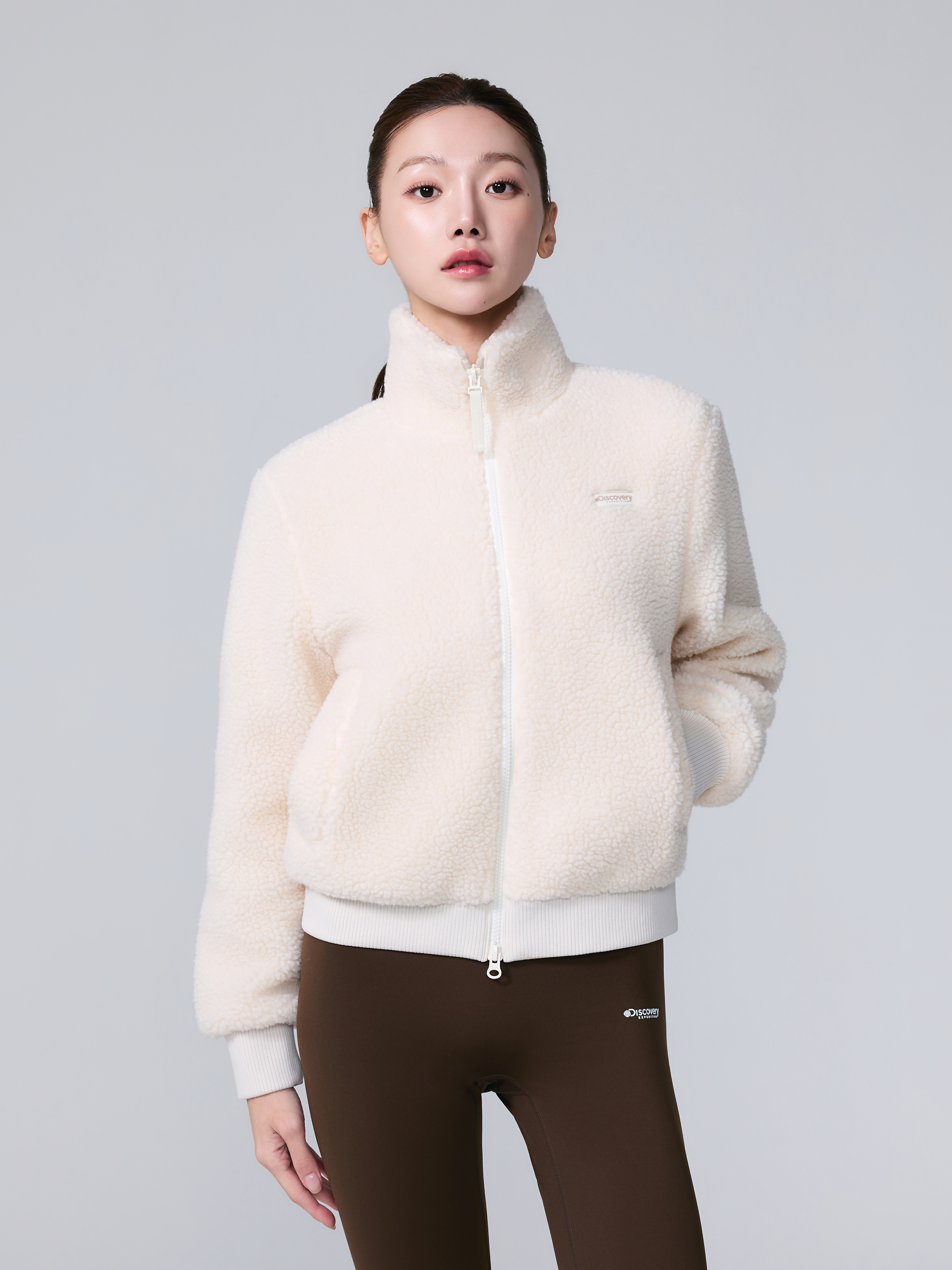여성 하이넥 플리스 자켓
