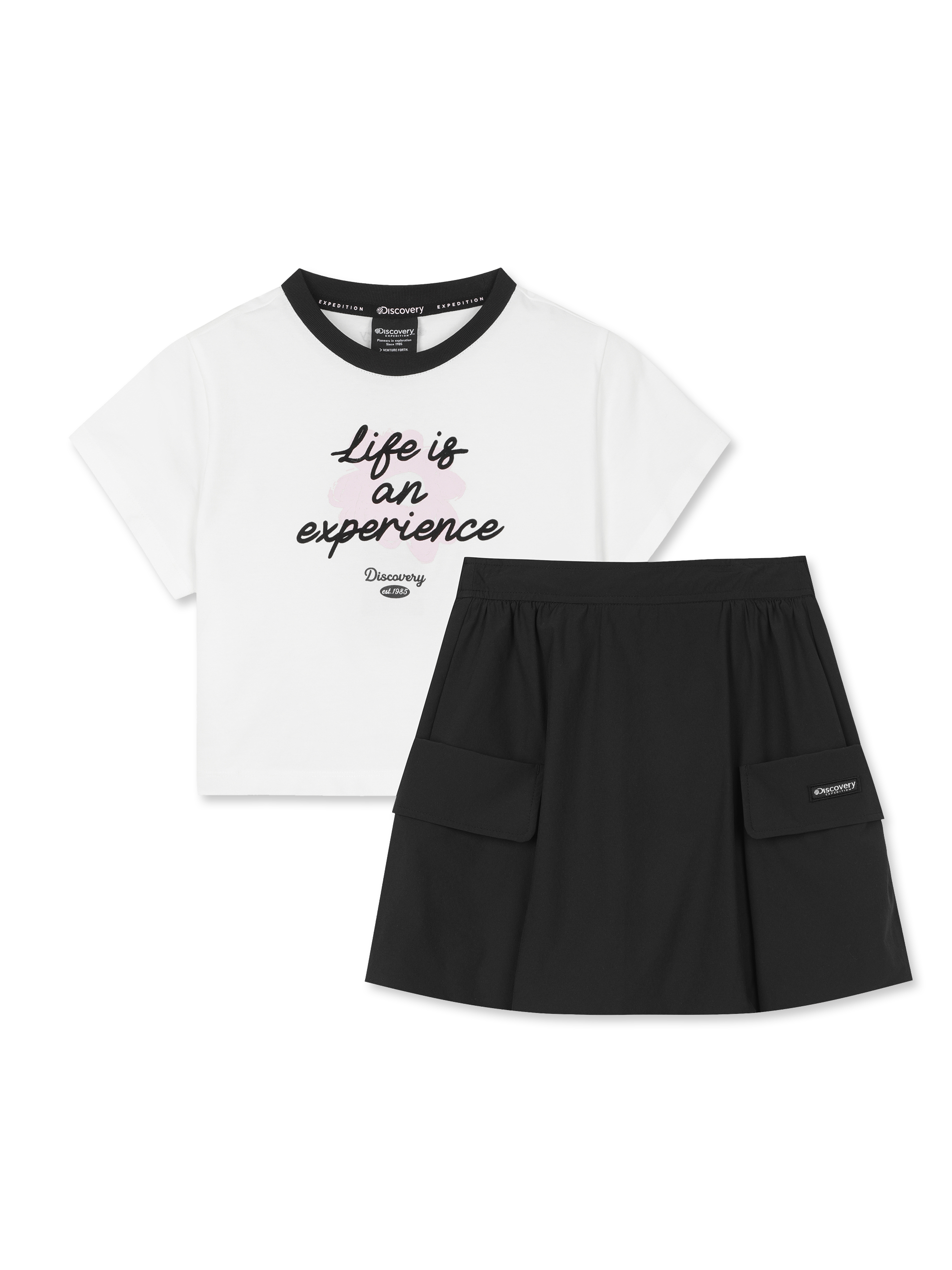 여아 반팔티+우븐 스커트 SET