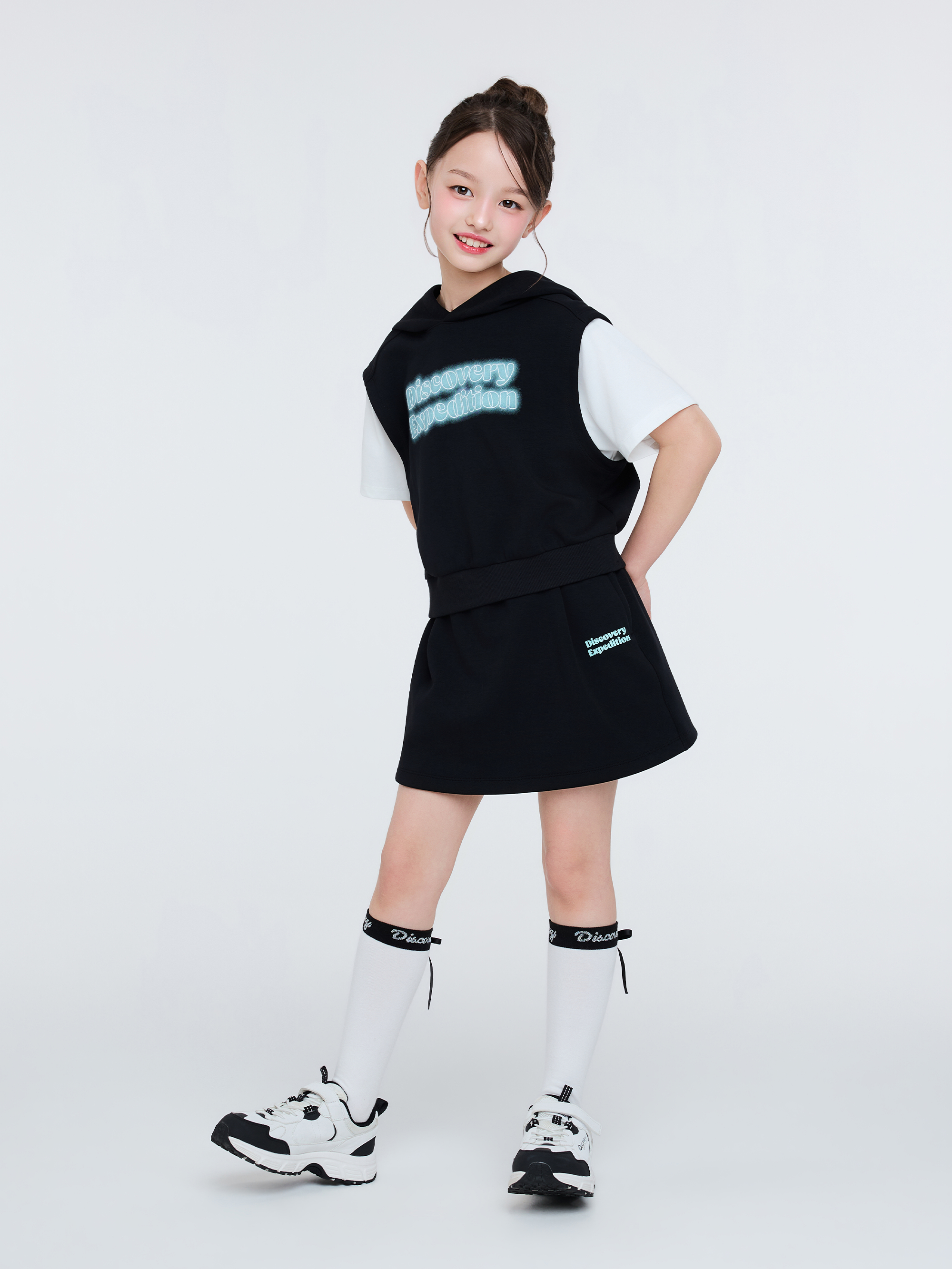 여아 반팔 후드티+스커트 2SET