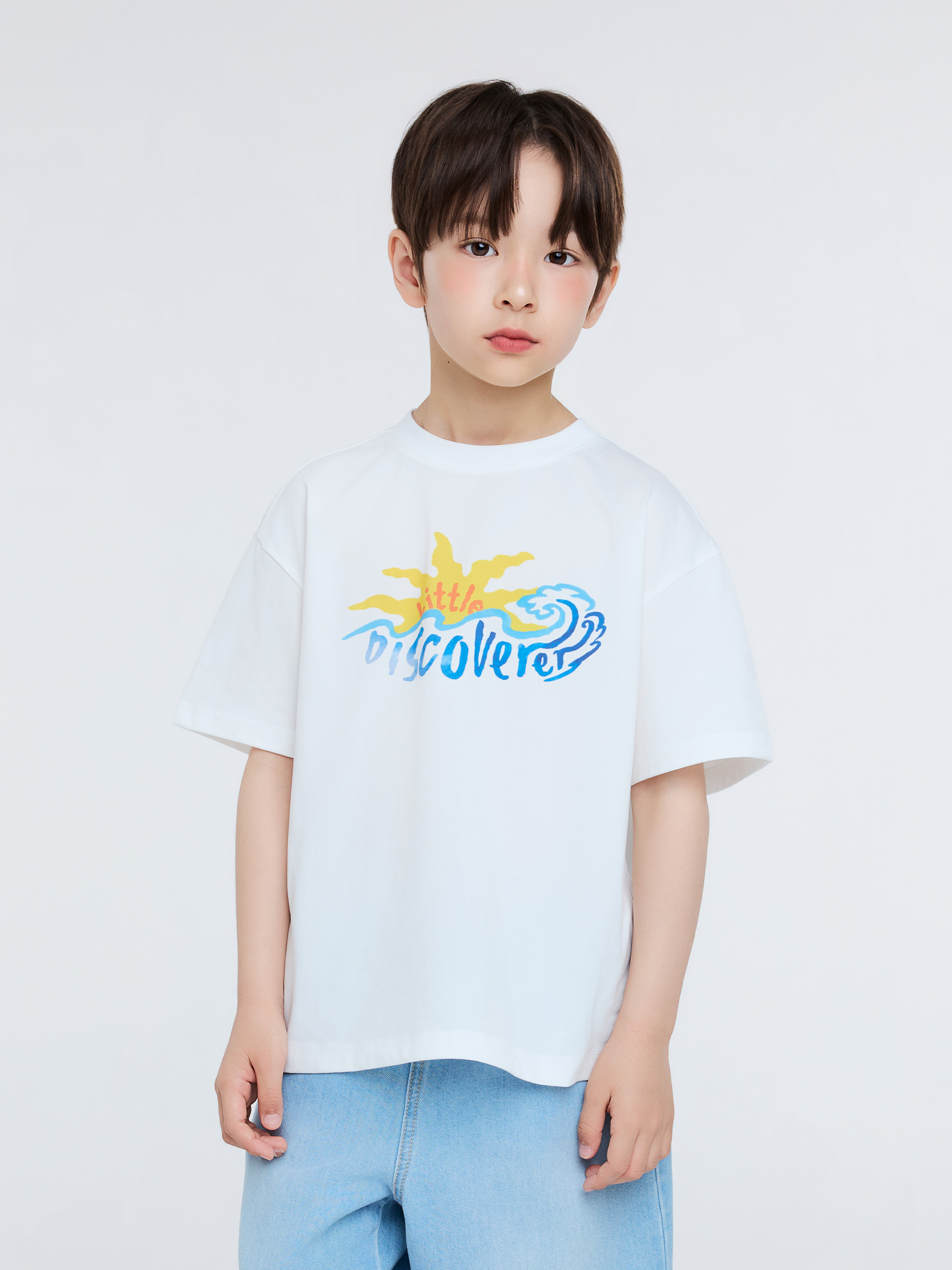 키즈 콜라보 선웨이브 그래픽 반팔티셔츠