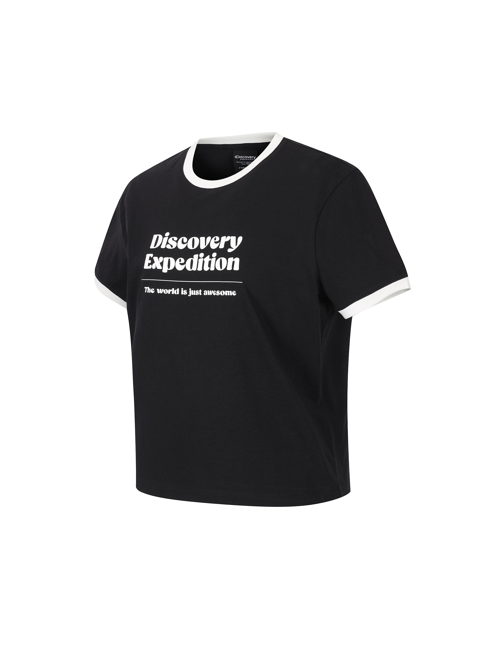 여성 프레시벤트 레터링 세미크롭 링거티셔츠