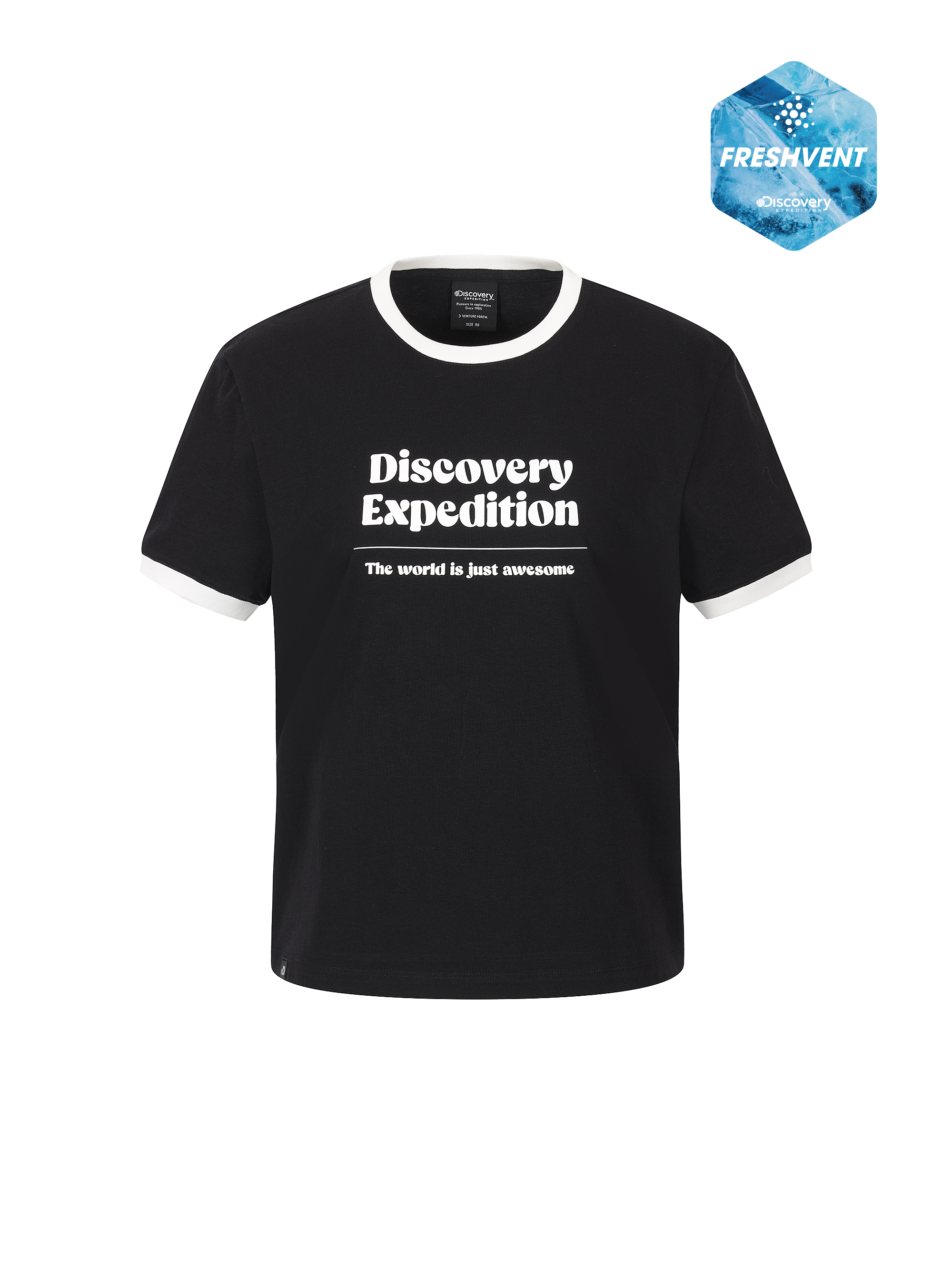 여성 프레시벤트 레터링 세미크롭 링거티셔츠