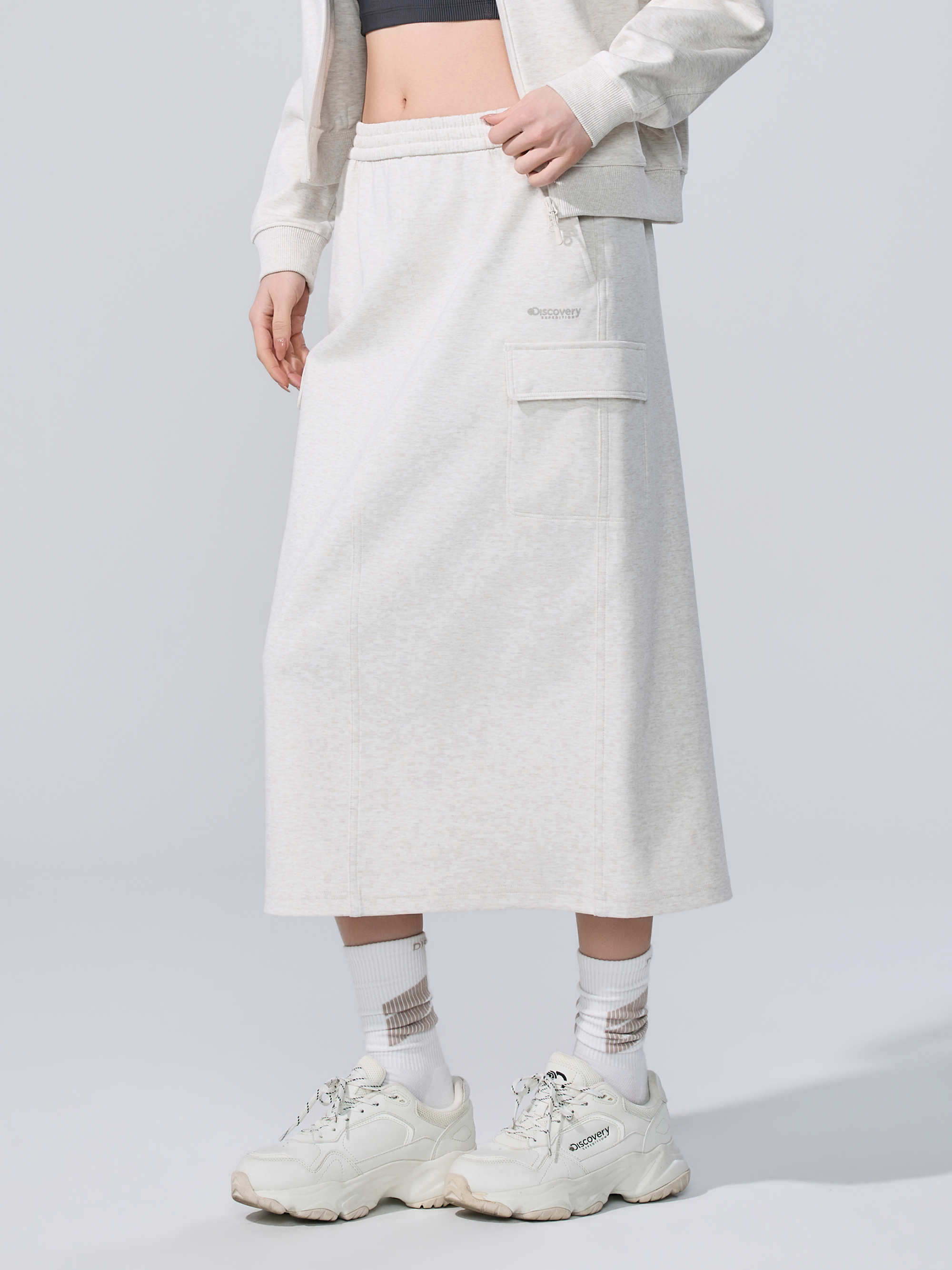 여성 테크 니트 트레이닝 카고 스커트