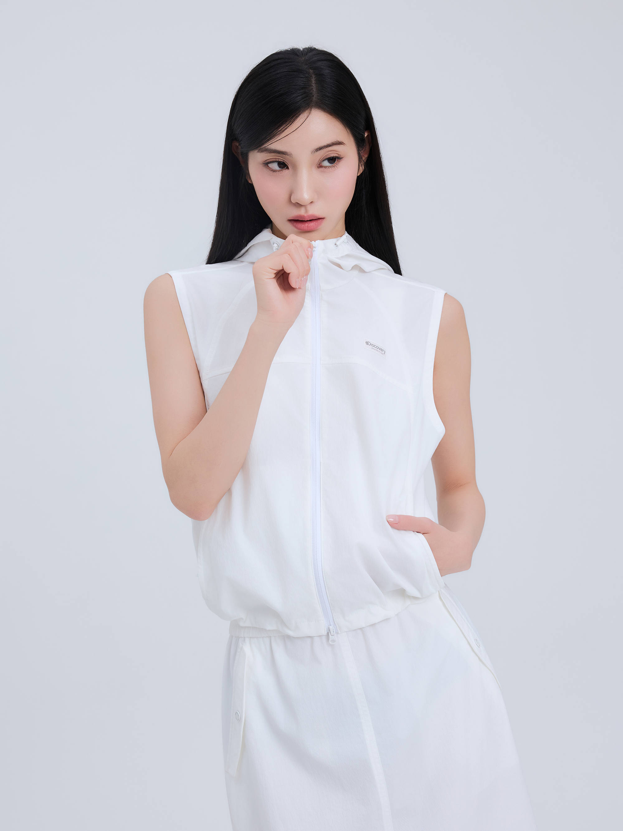 여성 프레시벤트 경량 우븐 트레이닝 후드 베스트