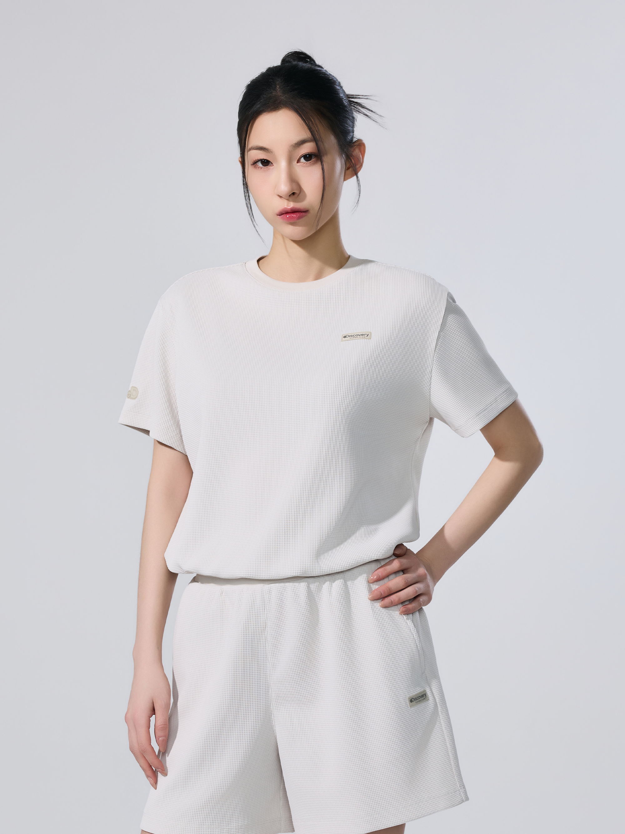 여성 와플 트레이닝 반팔 티셔츠