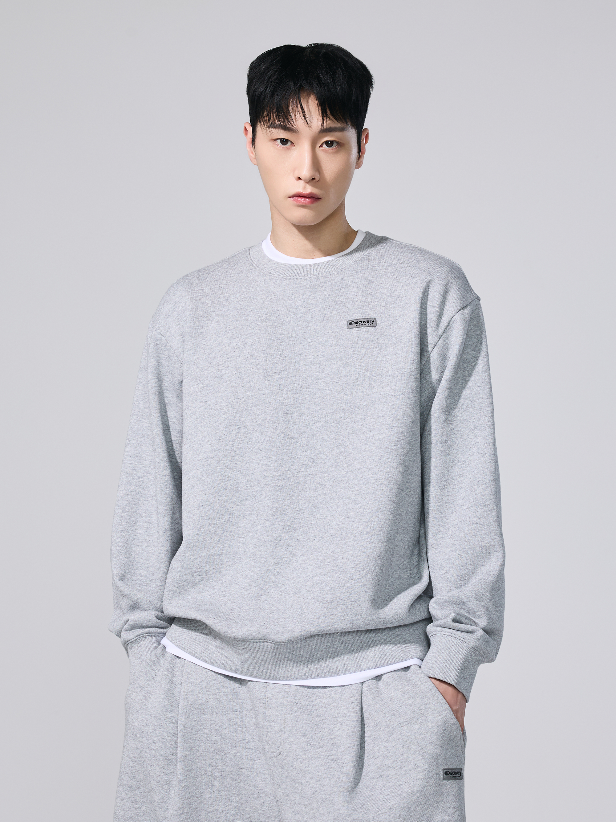 유니 니트 트레이닝 오버핏 맨투맨