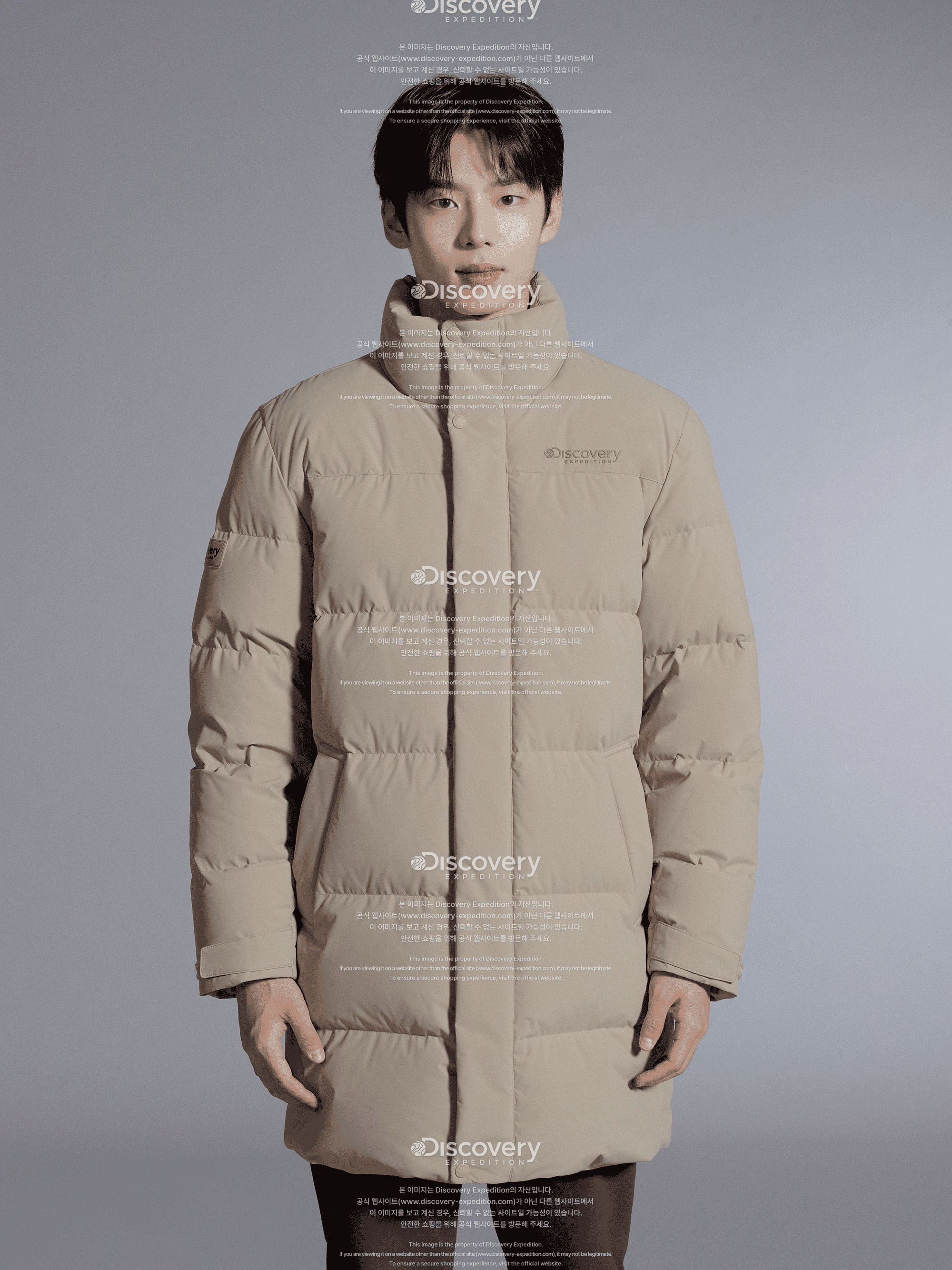 남성 오버튼 구스다운 미드패딩